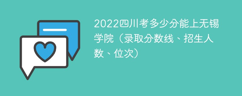2022四川考多少分能上无锡学院（录取分数线、招生人数、位次）
