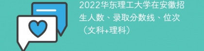 2022华东理工大学在安徽录取分数线、位次、招生人数（文科+理科）