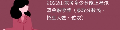 2023山东考多少分能上哈尔滨金融学院（附2020-2022录取分数线）