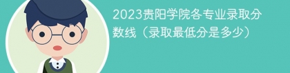 2023贵阳学院各专业录取分数线（录取最低分是多少）